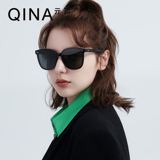 亓那（QINA）眼镜赵露思同款经典黑超墨镜男女开车防晒太阳镜潮 【露思同款】QN5009C10