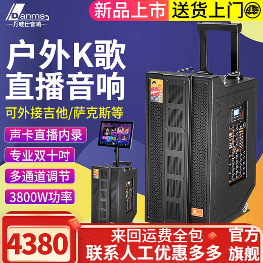 丹唛仕户外专业演出KTV一体机大屏幕电吉他萨克斯乐器重低音大功率直播大舞台内置蓝牙高端音响 H-9000重低音音响