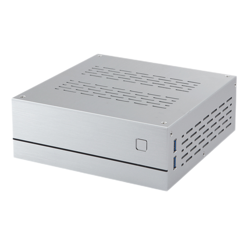 SKTC A01 horizontal ITX mini industrial control HTPC small chassis 55mm cooling aluminum shell bottom rear plate iron frame desktop computer external power supply A01 silver aluminum with 5010 fan holes*4
