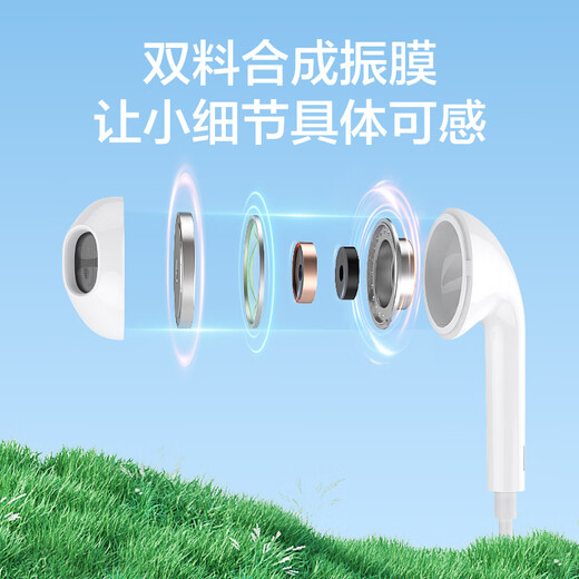 PISEN half-in-ear wired headphones mobile phone headphones music headphones 3.5mm interface round head gaming singing noise reduction laptop mobile phone suitable for XS100