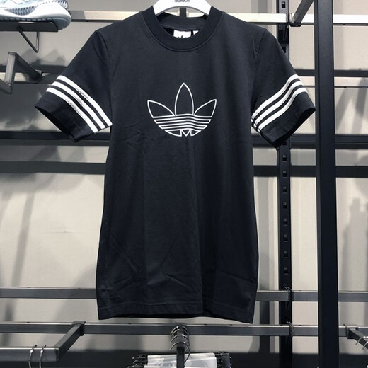 阿迪达斯 （adidas） 三叶草短袖T恤男士夏季运动服经典百搭舒适透气休闲圆领半袖 FM3897黑色 S