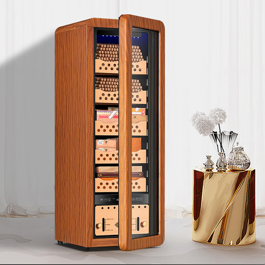 Qielong 58HC cigar cabinet intelligent constant temperature and humidity cigar cabinet air-cooled frost-free compressor cabinet fashionable curved household energy-saving silent cedar wood shelf cigar cabinet 78HC rosewood grain cedar wood shelf + curved + constant temperature and humidity