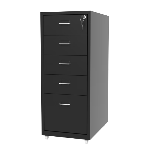 Nordic IKEA official direct sales file cabinet office small cabinet metal lockable drawer cabinet mobile storage cabinet with wheels [upgraded version extra thick] black five drawers with pulleys