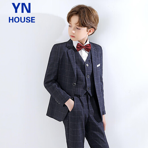 Yinuofang children's suit suit boy suit host flower girl dress performance suit plaid suit 130 yards