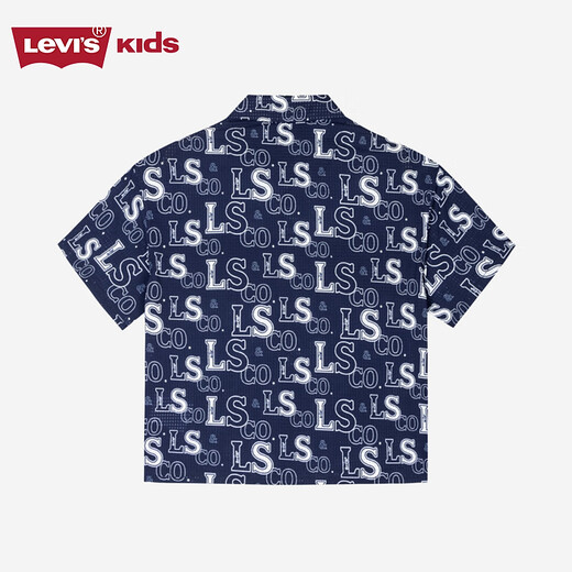 Levi s Levi's children's clothing boys' quick-drying short-sleeved shirt summer new full-print logo children's short T-shirt dark indigo 100/52 recommended height 92-98cm