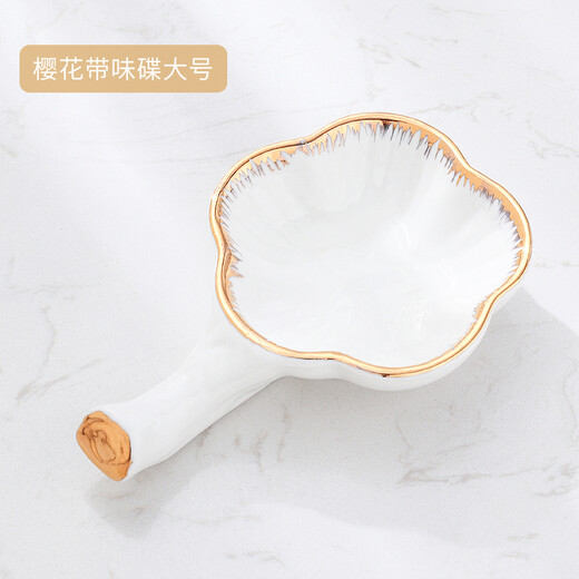 Small holder for chopsticks, chopstick holder, European-style gold-rimmed creative dual-purpose ceramic chopstick holder, 5-pack, multi-functional household chopstick holder, chopstick pillow, chopstick holder, large cherry blossom flavored dish (5 pcs)