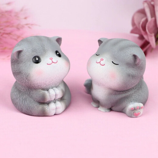 【曲美思】生日礼物猫妮卡小摆件少女心萌宠装饰品学生闺蜜情侣汽车载小猫可爱公仔饰品 树脂款猫咪5款(原包装)