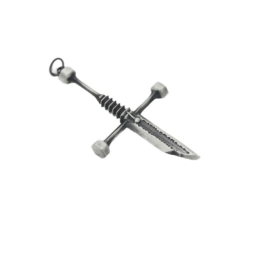 Bucklele Retro gebrochenes Schwert Halskette Trendy Herren Persönlichkeit Hip-Hop Old Imitation Thai Silber Schwertkreuz Anhänger Herren Colarbone Kette x653 Single Anhänger