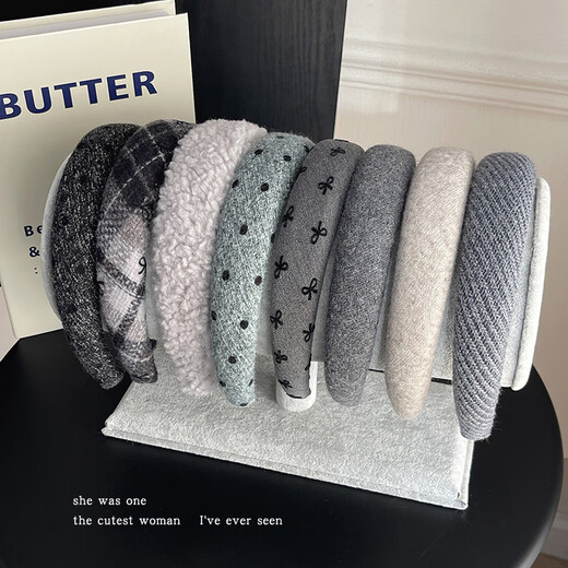 Morning Star Summer Gray Fabric High Headband Women's New Fashion Versatile Headband Hairpin High-end Hair Bundle One wide-brimmed gray bow headband