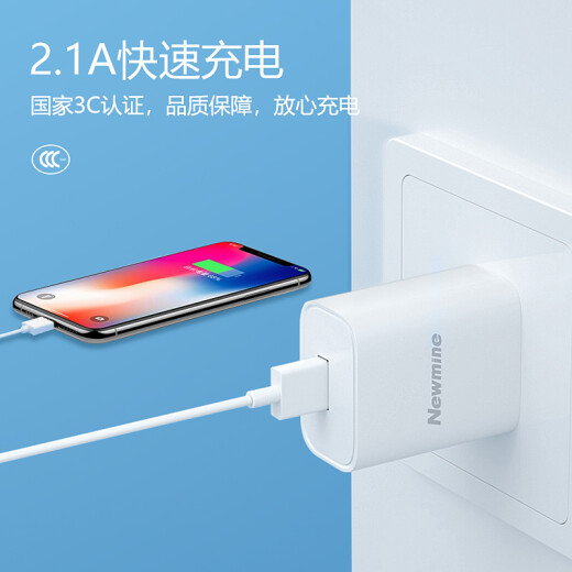 Newmine Apple Charger Android Phone 5V/2.1A Fast Power Adapter Universal Apple iPhone14/SE2/13/iPad Tablet Headphones, etc. LC203 White