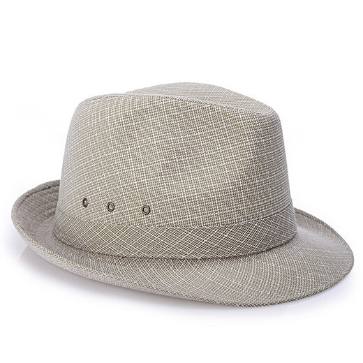 Changyin Summer summer cool hat men's hat top hat sun hat linen jazz hat spring and autumn linen beige slightly small 57 cm