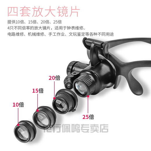 Head-mounted magnifying glass glasses type maintenance magnifying glass with light LED head-mounted high-definition high-power 25x inspection Model: BST-9892F [monoglasses, four magnifications]