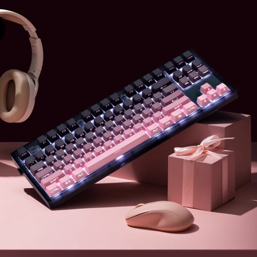 腹灵mk870pro黑莓侧刻机械键盘蓝牙有线无线客制化电脑游戏静音办公 【三模】黑曜石Pro+黑莓侧刻 TTC快银轴V2【触发更快】 87键
