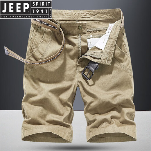 
JEEP SPIRIT summer men's shorts thin casual men's pants loose straight five-leg pants men's mid-sized pants cotton work pants men's trendy brand 17152 khaki + 17152 military green 30 weight 100-110Jin[Jin equals 0.5 kg]