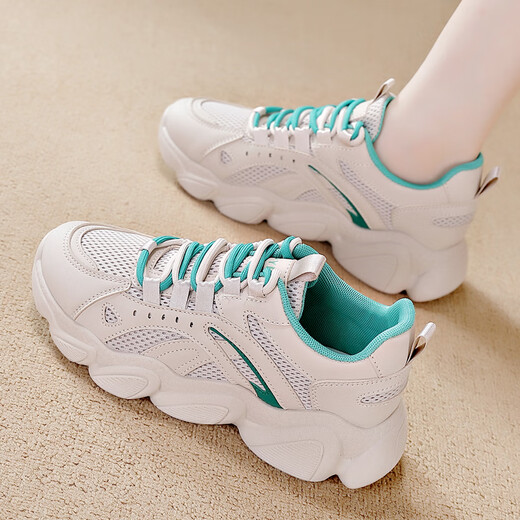 Only five pairs of genuine leather thick-soled dad shoes for women ins fashion 24 spring and winter style breathable women plus velvet Mi Zi 35