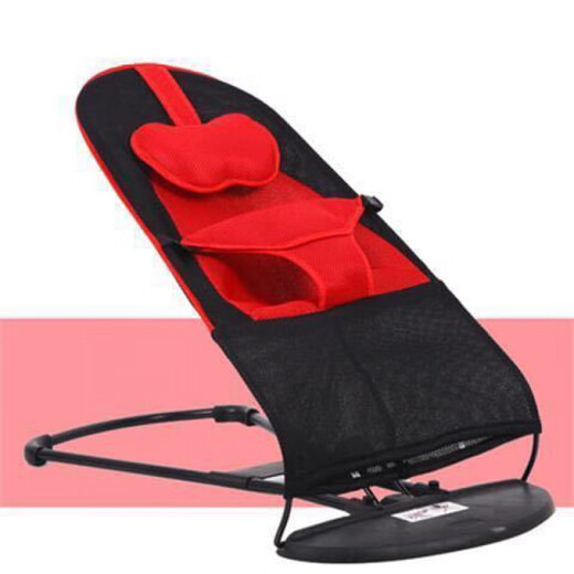 
Baby rocking chair, baby coaxing artifact, foldable deck chair, cradle, baby sleeping, rocking bed, children's automatic soothing rocking chair, red cotton cloth, with toy stand + [send three toys]