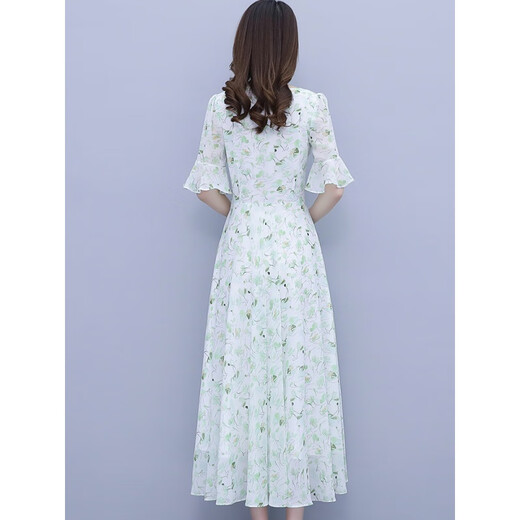 Nukm Summer Mariffon Floral Robe Women's 2025 Nouveau tempérament long du style de style haut de gamme d'été.