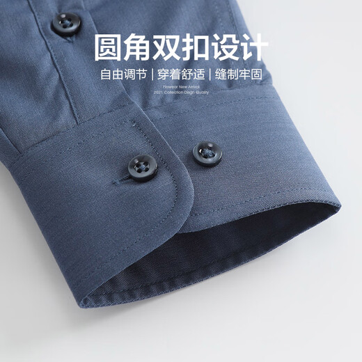 杉杉（FIRS）加绒保暖长袖衬衫男珊瑚绒秋季新款纯色加厚商务衬衣673 雾霾蓝 41