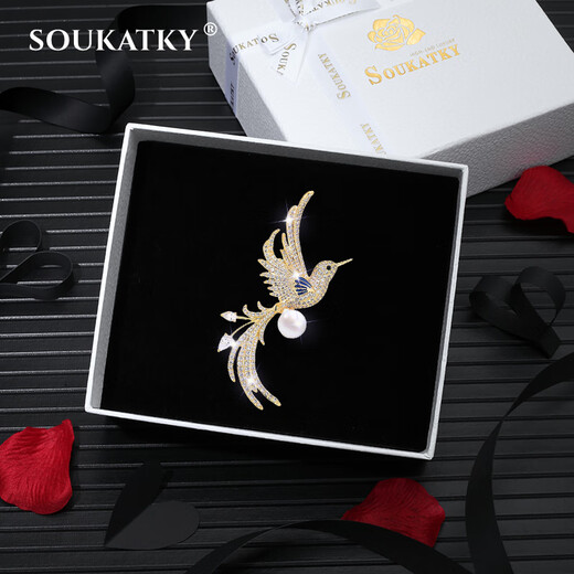 SOUKATKY light luxury brand brooch, high-end female corsage, exquisite brooch, birthday gift for wife and girlfriend, Chinese style ancient phoenix brooch, next day delivery