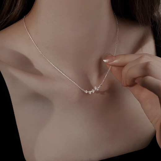 MZMZ platinum necklace women's pt950 platinum pendant fashionable new Valentine's Day birthday gift for girlfriend and wife jewelry noble model-Sansheng Lucky Platinum Necklace