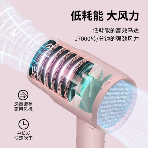 CONFU low-power home appliance hair dryer student dormitory home small portable foldable hair dryer 3C certified constant temperature protection to send boyfriend and girlfriend holiday birthday gift 1100W power ink powder-3135
