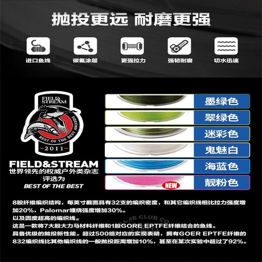 钓研社路亚梭飞士832/131/91大力马线8股PE线编织线顺滑耐磨路亚渔线主线 墨绿色 120米 0.8号