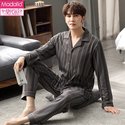 维多利亚的格调睡衣男士棉家居服长袖可外穿2022年新款套装春秋季 3882 M 体重50-