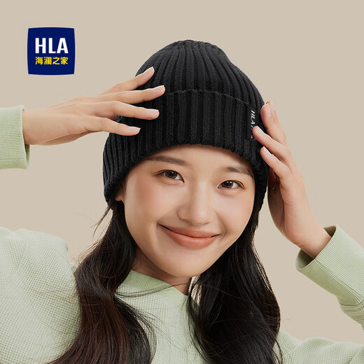 Heilan House (HLA) Hat Men's Autumn and Winter Warm Plush Wool Knitted Hat Women's Wool Windproof and Coldproof Black