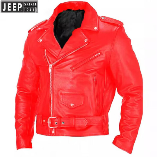 JEEP SPIRIT2024 New European and American European Size Motorcycle Men's Leather Jacket Spring and Autumn Men's Jacket Leather Jacket PU Black XL