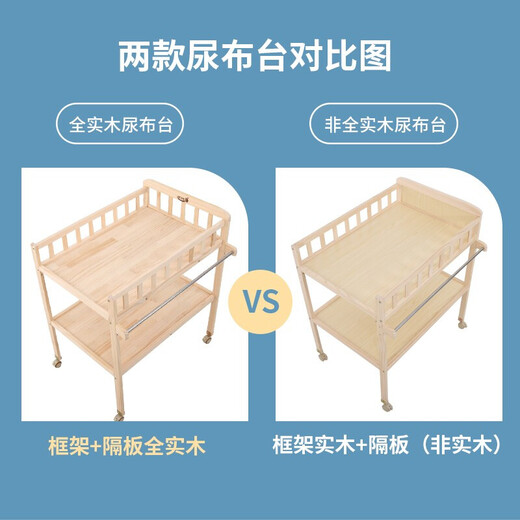 贝快乐实木换尿布台婴儿护理台按摩洗澡一体多功能宝宝新生婴儿床换衣台 实木加长款+皇冠牛牛护理垫