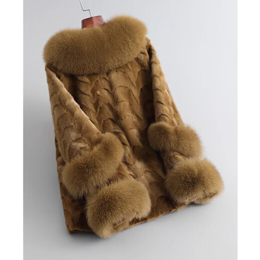 Yongli Hong Mink Coat Women's Mink Fur Coat Korean Style Fashionable Light Luxury Versatile Fox Fur Collar Mink Coat Black 2XL Yongli Hong Mink Coat Women's Mink Fur Coat Korean Style Fashionable Light Luxury Versatile Fox Fur Collar Mink Coat Black 2XL