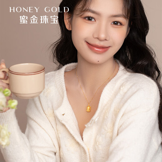 HONEYGOLD 蜜金珠宝黄金吊坠足金3D珐琅趴趴福猪挂坠HGG1502工费160元/件 1.78g