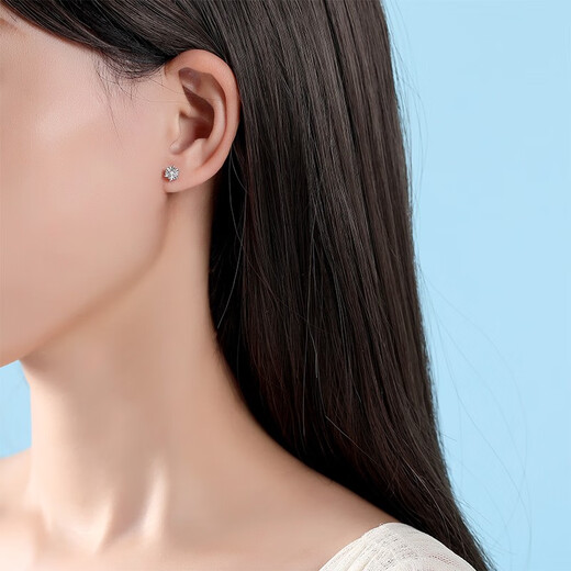 China gold pt950 platinum earrings for women diamond earrings platinum earrings birthday gift for girlfriend and wife platinum six-prong earrings-diamond car flower