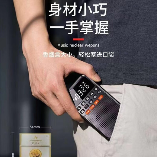 Laoting's new mini radio multi-function Bluetooth card player for the elderly semiconductor flashlight FM broadcast standard cool black