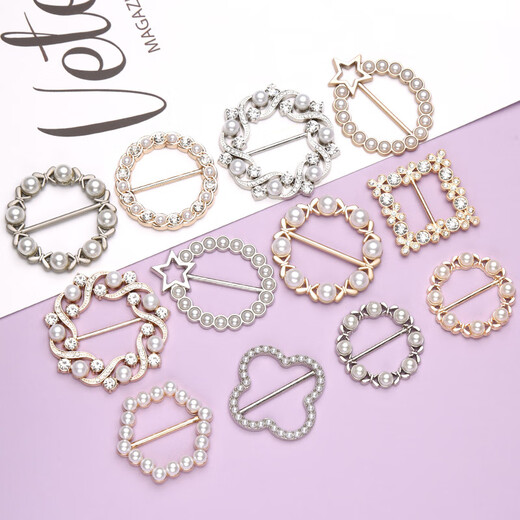 Kaleven's versatile T-shirt corner buttons, knotted buckles, shirt hem fixed buckles, pearl-encrusted diamond silk scarf buckles, waist buttons A05# silk scarf corner buttons