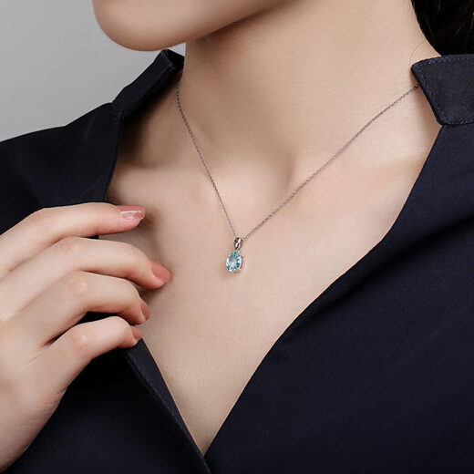 Meluxe Mina colorful treasure pendant aquamarine necklace for women birthday gift for wife and mother aquamarine 1 carat