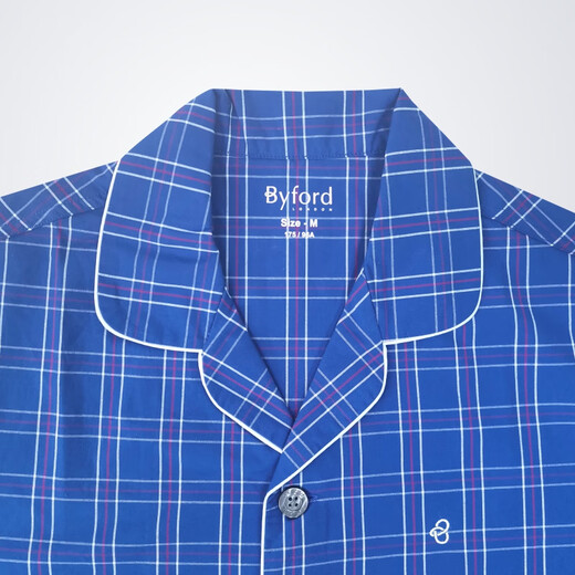 
BYFORD men's pajamas suit mall woven cotton plaid summer short-sleeved pajamas pants men's gifts can be worn outside MW6624S MW6624S home clothing suit L