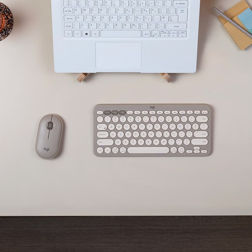 Logitech Fashion Series K380 Bluetooth Tastatur Wireless Tastatur Mac Notebook Tablet iPad Computer Stummschalttastatur Android Mobile Handy Multi-Device Ultra-dünn Haushaltsschokoladen-Tasten Rauch Cloud Grey Grey