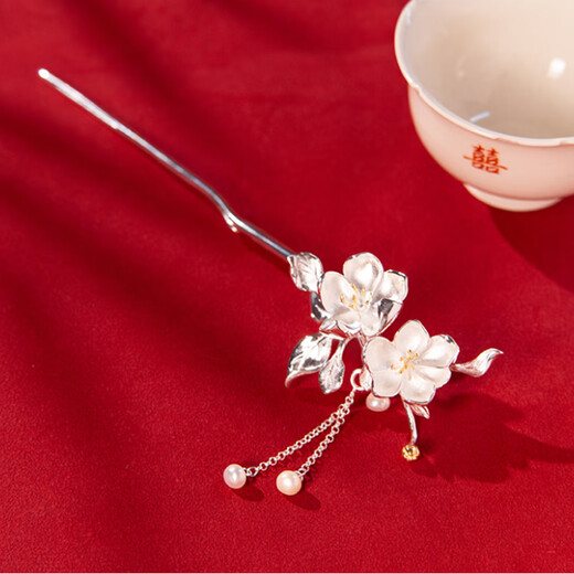 Kamalun (KAMALUN) Begonia flower hairpin for women, pearl tassel, rocking hairpin, new Chinese style hairpin, ancient style Hanfu headwear for girlfriend, Begonia hairpin + brand gift box without engraving