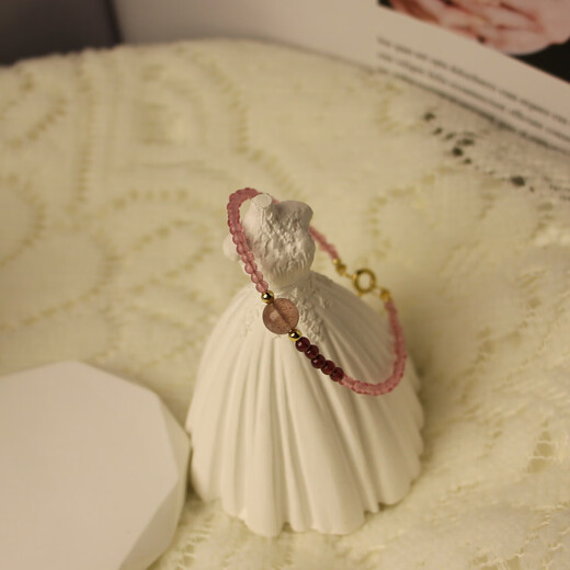 Ultra-fine 3mm strawberry crystal white powder crystal bracelet for women 14k transfer beads ultra-fine summer design niche 3MM pink crystal bracelet