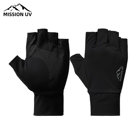 MISSION UV Ice Silk Sun Protection Gloves Men's Half Finger Driving Fishing Outdoor Cycling Men's Anti-UV Thin Gloves BX091