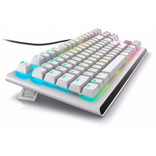 Alienware AW420K white TKL wired gaming keyboard mechanical keyboard cherry red shaft RGB lighting new style white RGB multi-color backlight, cherry red shaft
