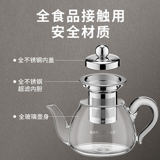 金灶（KAMJOVE） 玻璃泡茶壶 飘逸杯小茶道杯304茶水分离杯耐热玻璃茶壶迷你茶具 【断水利落】AM-718 250ml