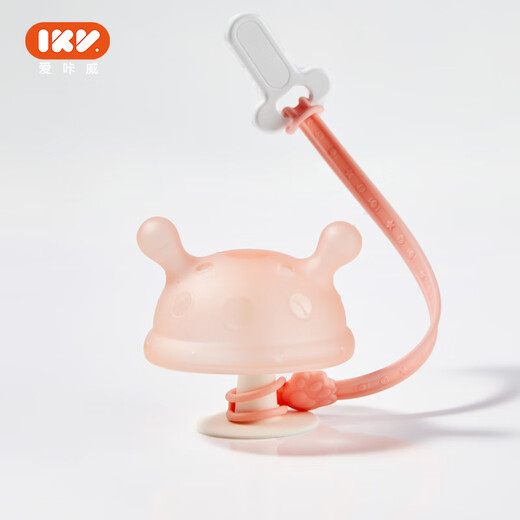 Igroway baby teether, small mushroom, anti-eating hand artifact for babies over 3 months old, bite tape to prevent chain falling, pink