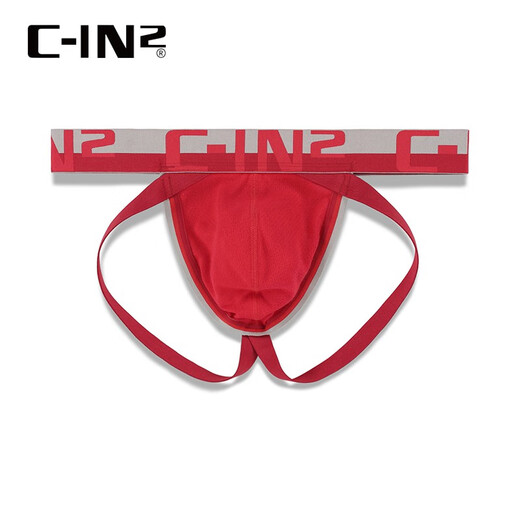 C-IN2 new thong for men's low waist sexy U convex bag hip-exposed comfort double thong for men 5626FA red 641- 1 L suitable for 2 feet 6-2 feet 7 waist (size 34-36)