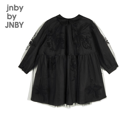 jnby by JNBY Jiangnan cloth children's clothing autumn dress mesh long sleeve cute matte beads girls children 1N7G12190 001 black 100 cm