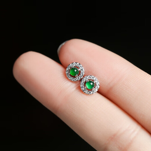 Oriental Jade Exquisite Niche Versatile S925 Silver Inlaid Imperial Green Jade Earrings Stud Earrings for Women Birthday Gifts for Women