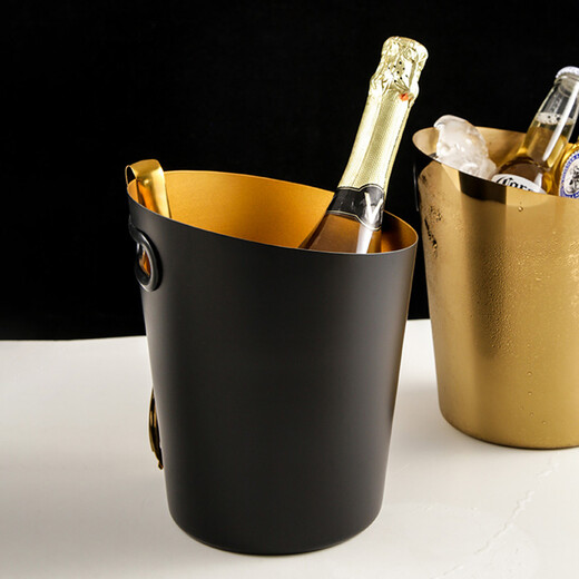 VINOS creative stainless steel ice bucket champagne bucket ice cube bucket ice grain bucket commercial home party large ice bucket wine bar black 4L+ ice clip