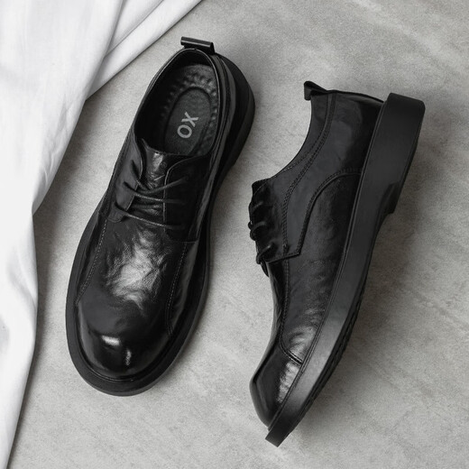 XO leather shoes men [cowhide] 2025 spring and summer men's shoes lace-up derby shoes men business formal casual shoes men black [hand-grabbed cowhide-four seasons] 6621 42