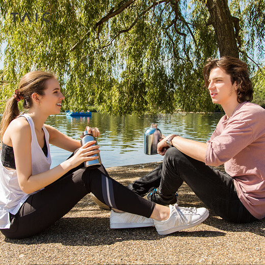 TAIC Titanium Pure Titanium Large Capacity Sports Outdoor Water Bottle Fitness Cycling Back-Type Bottle Cover Single Layer Portable Monet Hanhai Blue 1000ml